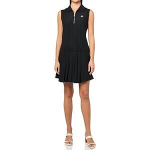 Tommy Hilfiger Tank Dress Womens L Short Sleeveless Collared Front Zip Black